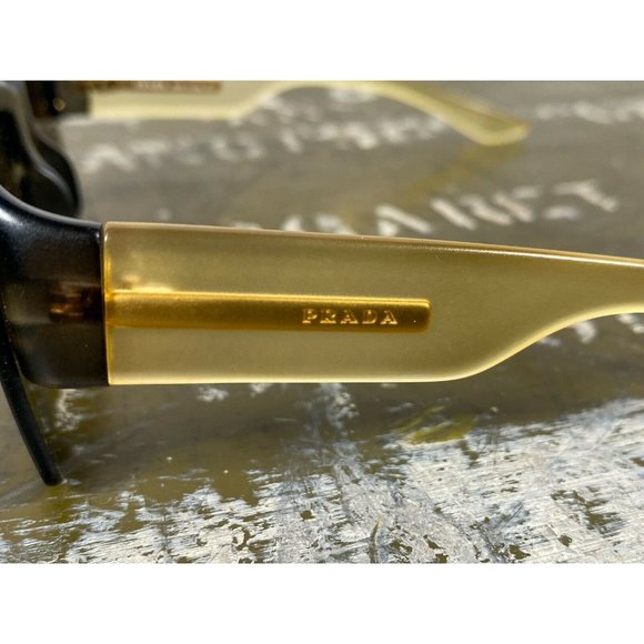 Y2K PRADA Gradient Unisex Sunglasses Black Tan Made in Italy SPR09B 60 5AZ-3N1 - Picture 8 of 13